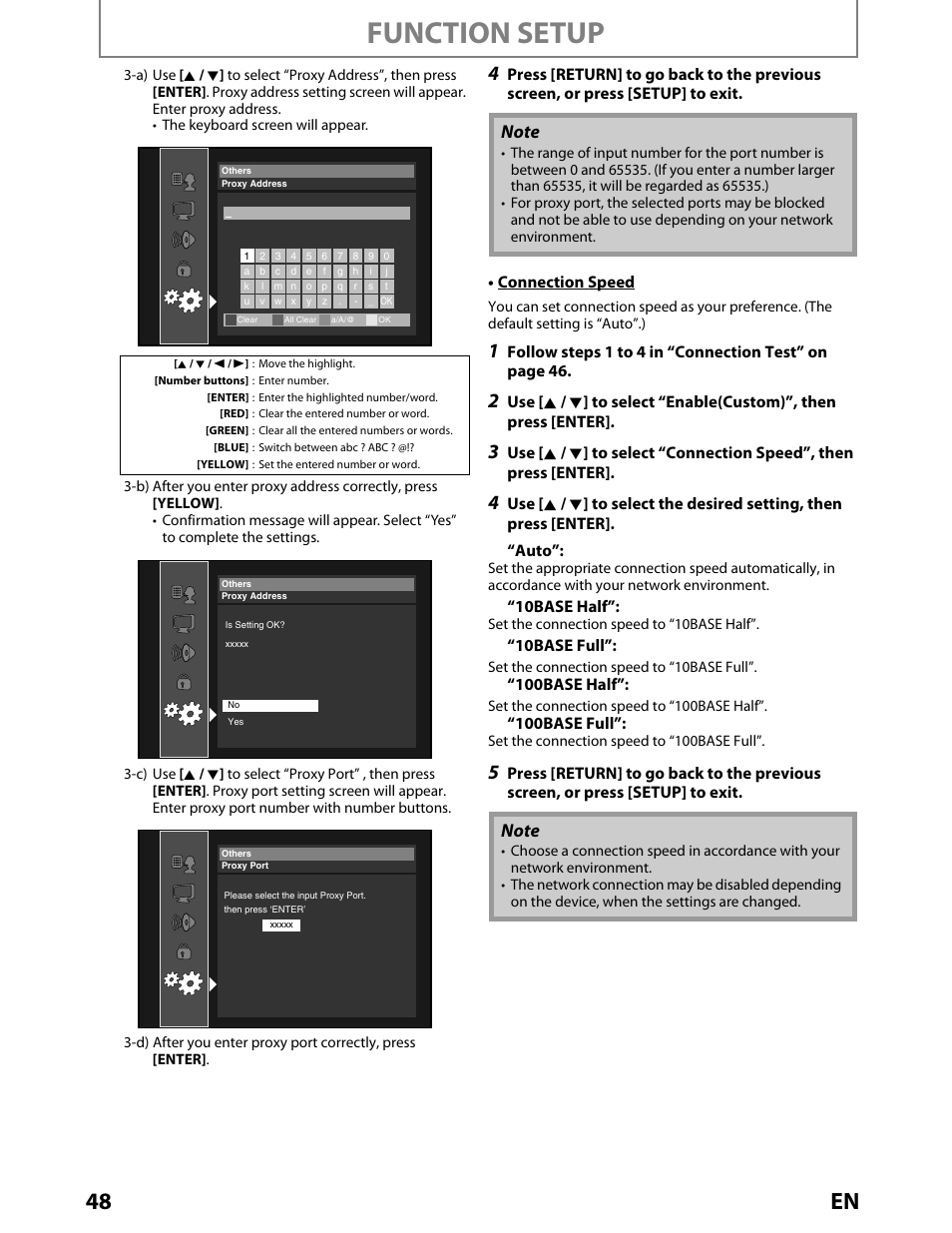 Function setup, 48 en | Toshiba BDX2000KU User Manual | Page 48 / 67