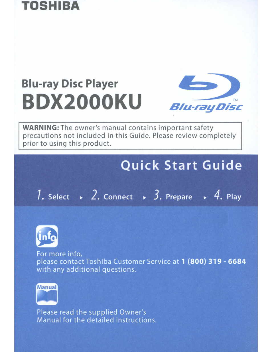 Quick start guide | Toshiba BDX2000KU User Manual | Page 65 / 67