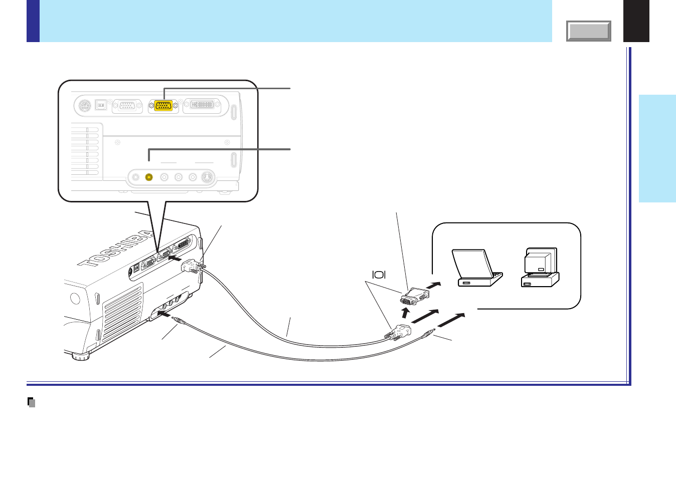 Connecting a computer, 22 installation and connection | Toshiba TLPX10E User Manual | Page 22 / 100