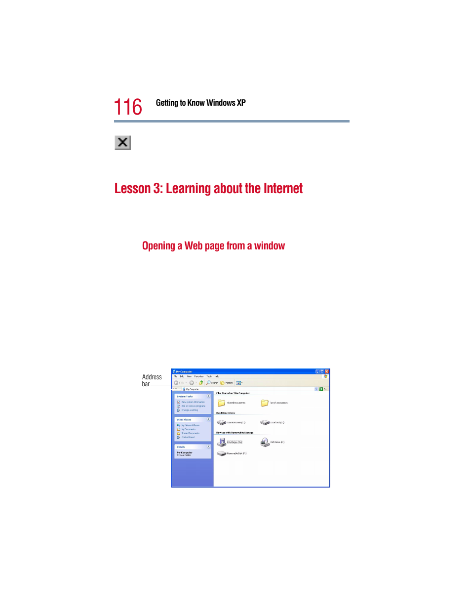 Lesson 3: learning about the internet | Toshiba 1805 User Manual | Page 116 / 261