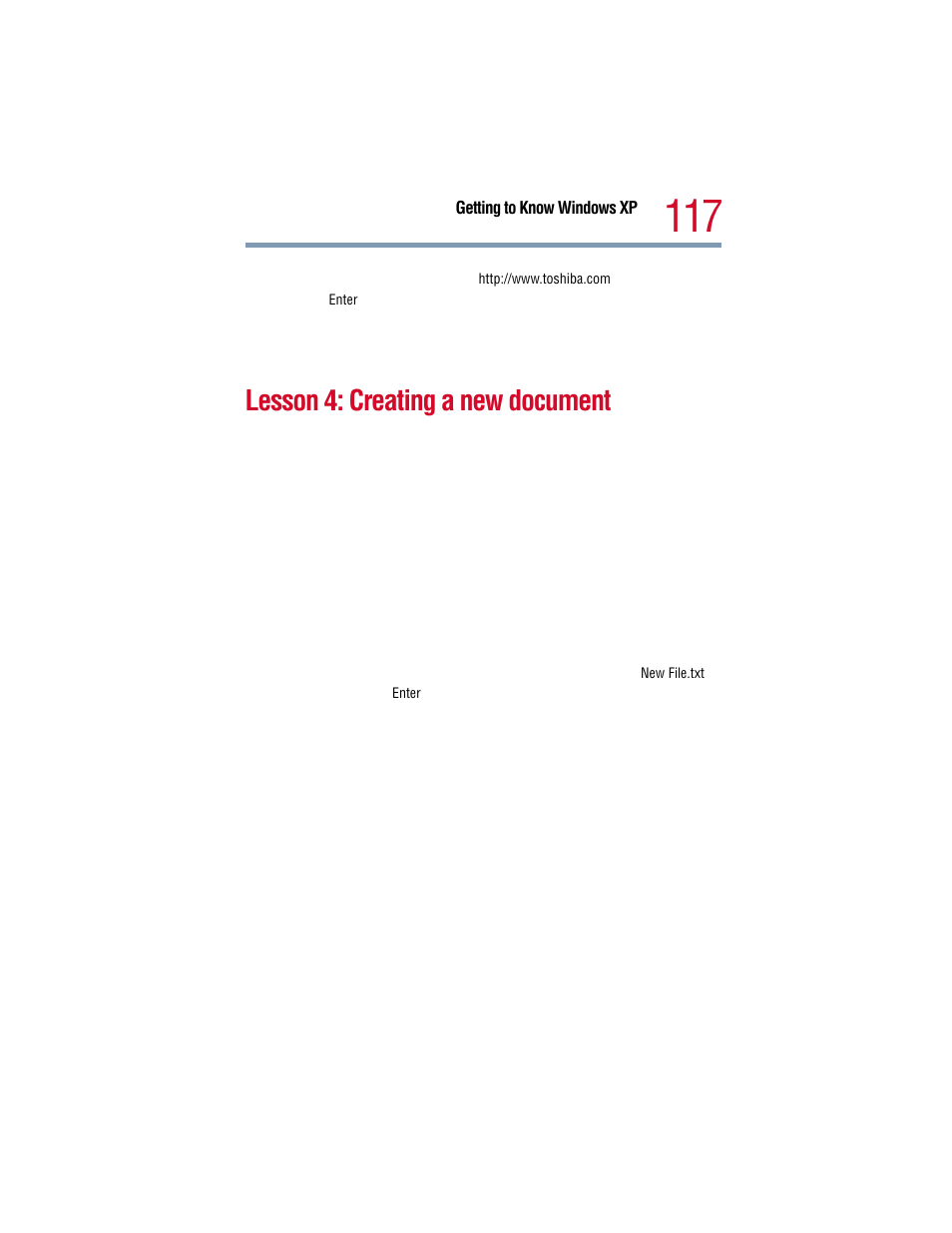 Lesson 4: creating a new document | Toshiba 1805 User Manual | Page 117 / 261