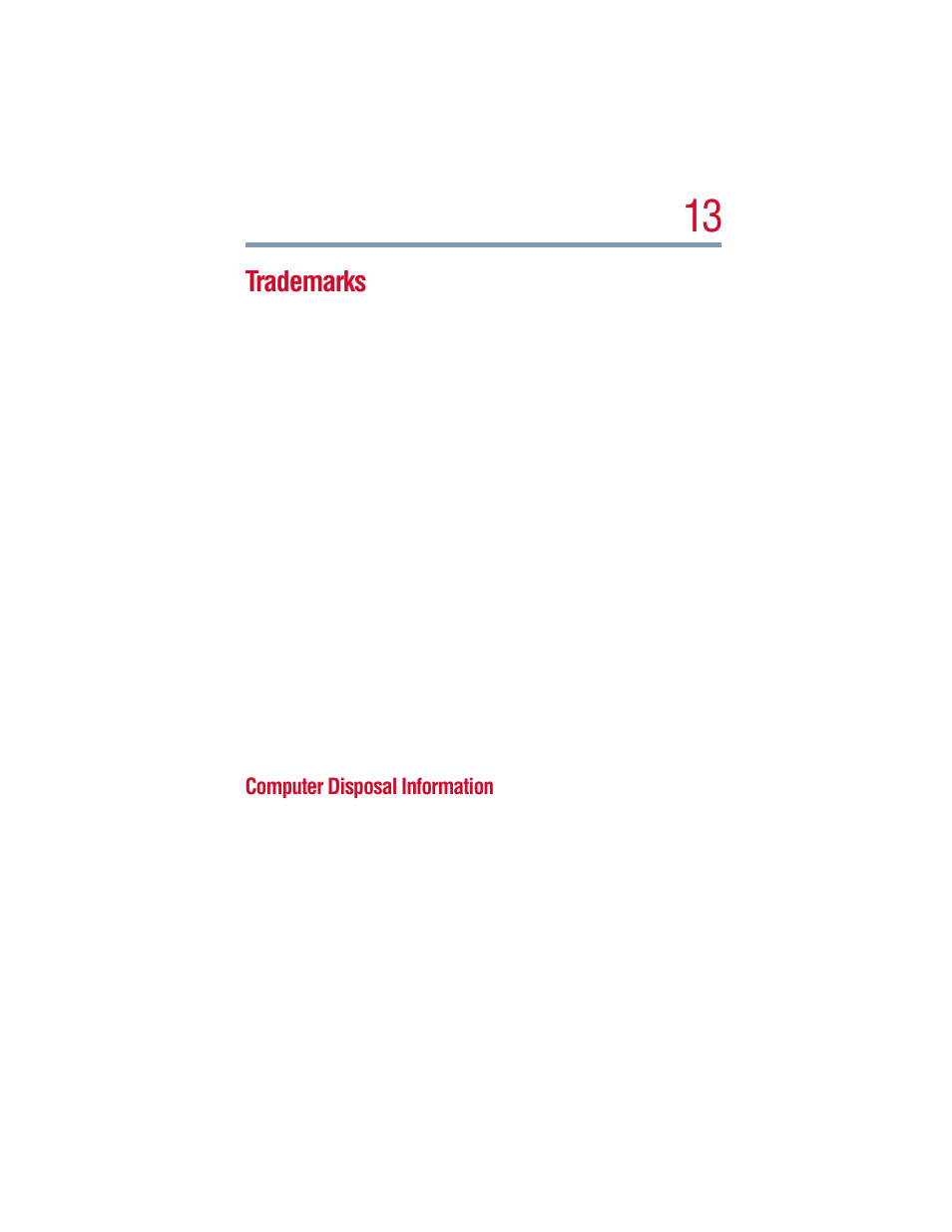Trademarks, Computer disposal information | Toshiba 1805 User Manual | Page 13 / 261