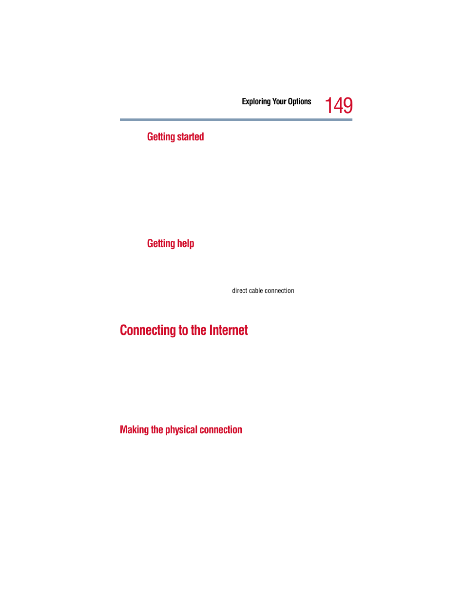 Connecting to the internet, Making the physical connection | Toshiba 1805 User Manual | Page 149 / 261