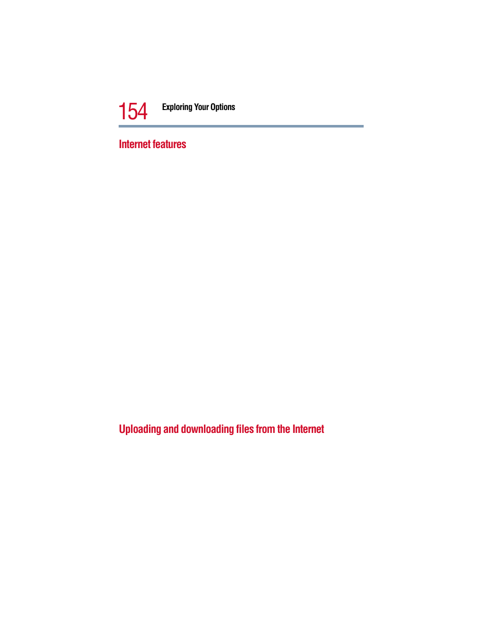 Internet features, Uploading and downloading files from the internet | Toshiba 1805 User Manual | Page 154 / 261