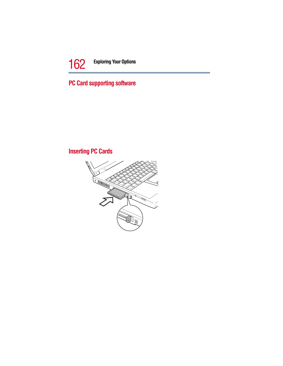 Pc card supporting software, Inserting pc cards, Pc card supporting software inserting pc cards | Toshiba 1805 User Manual | Page 162 / 261