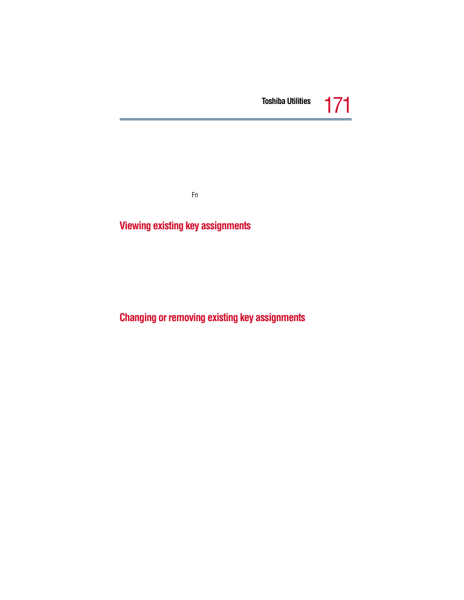 Viewing existing key assignments, Changing or removing existing key assignments | Toshiba 1805 User Manual | Page 171 / 261