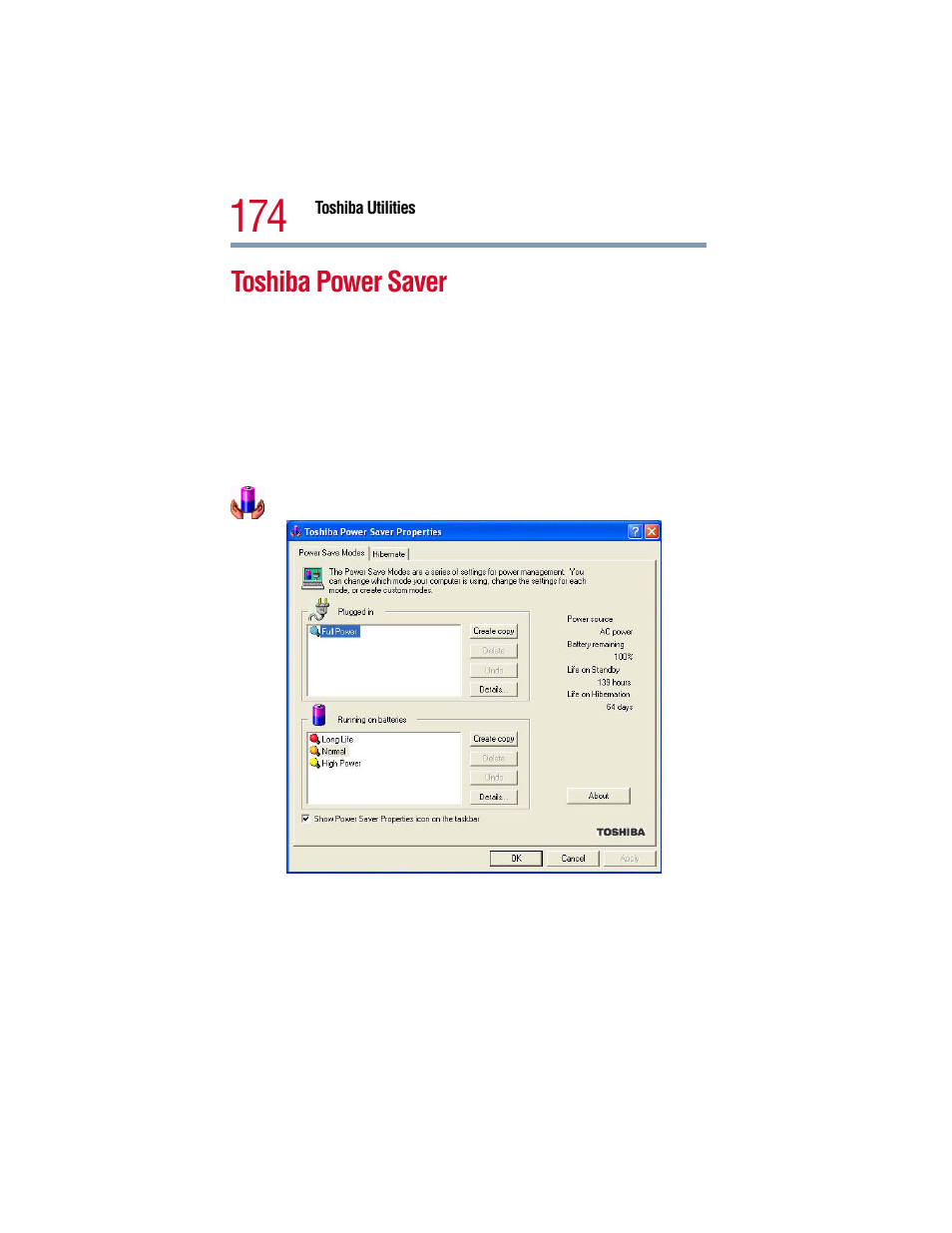 Toshiba power saver | Toshiba 1805 User Manual | Page 174 / 261