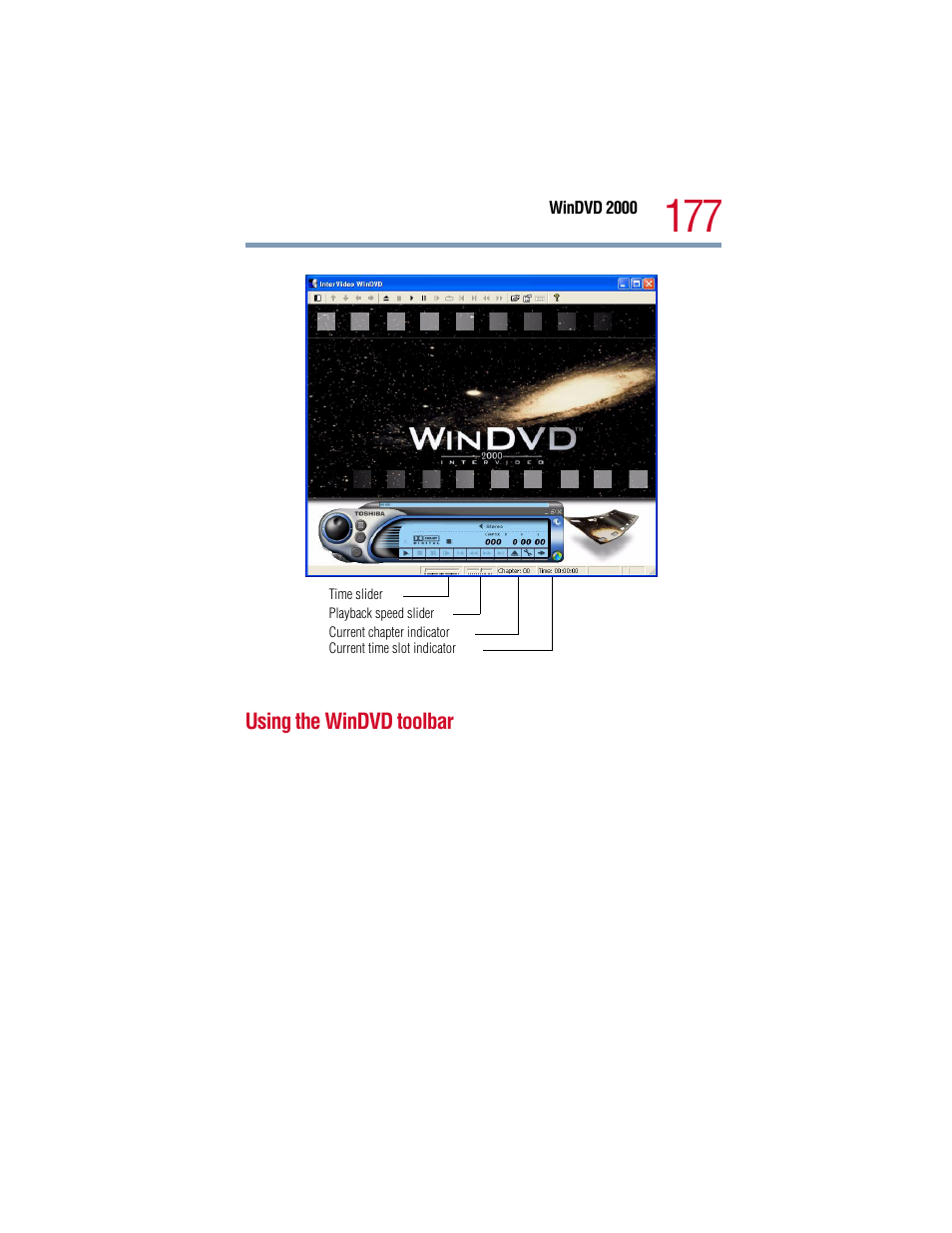 Using the windvd toolbar | Toshiba 1805 User Manual | Page 177 / 261