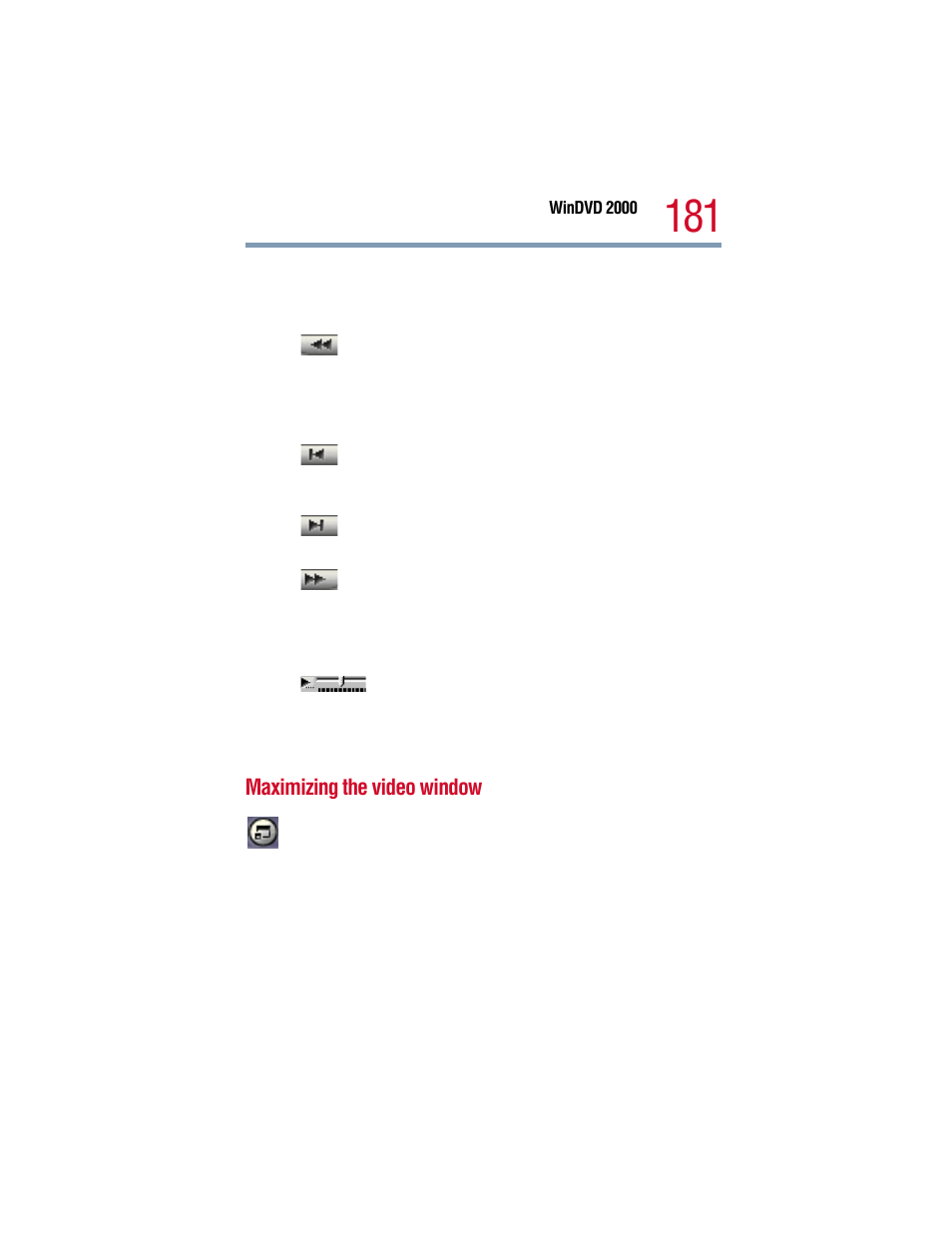 Maximizing the video window | Toshiba 1805 User Manual | Page 181 / 261