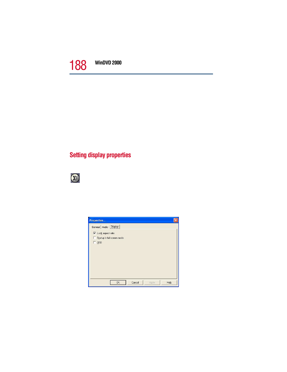 Setting display properties | Toshiba 1805 User Manual | Page 188 / 261