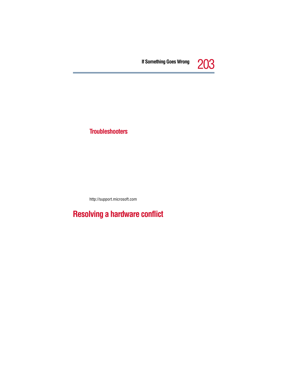 Resolving a hardware conflict | Toshiba 1805 User Manual | Page 203 / 261