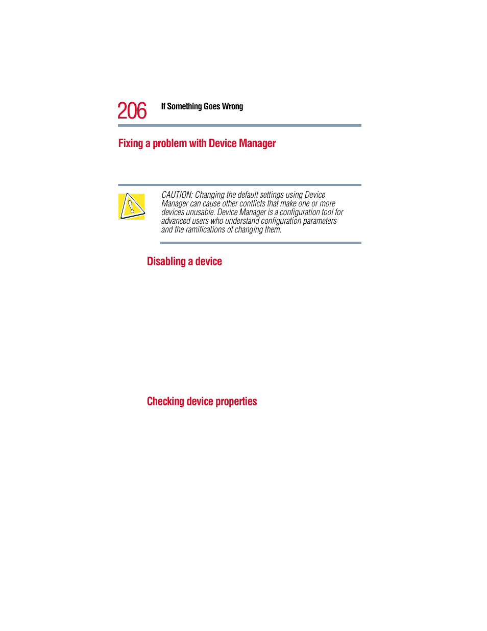 Fixing a problem with device manager, Vice, see, Fixing a problem with device | Vice. see | Toshiba 1805 User Manual | Page 206 / 261