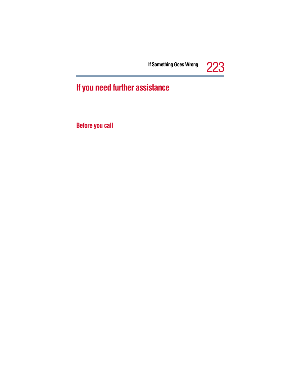 If you need further assistance, Before you call, Additional help, see | If you need further | Toshiba 1805 User Manual | Page 223 / 261