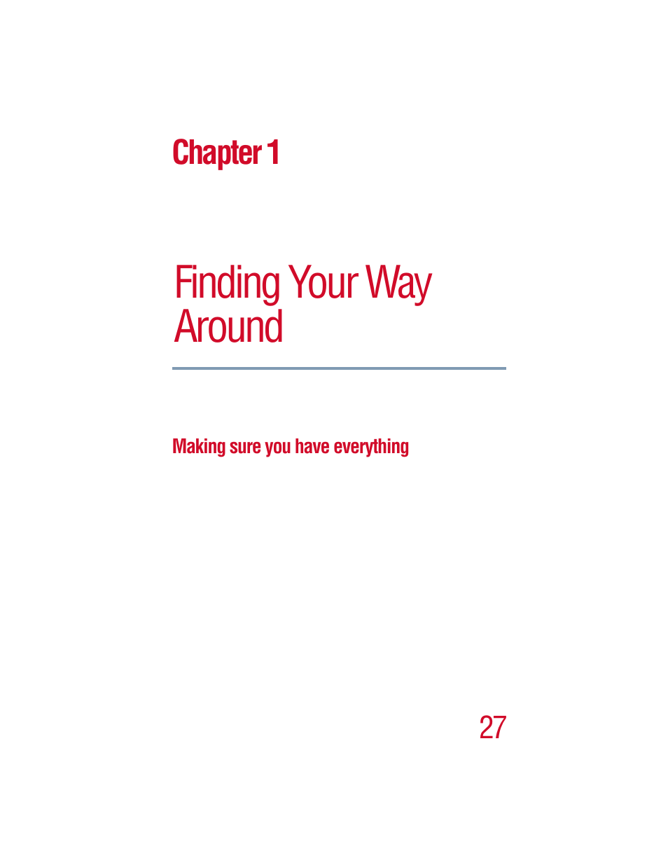 Chapter 1 - finding your way around, Making sure you have everything, Chapter 1: finding your way around | Finding your way around, Chapter 1 | Toshiba 1805 User Manual | Page 27 / 261