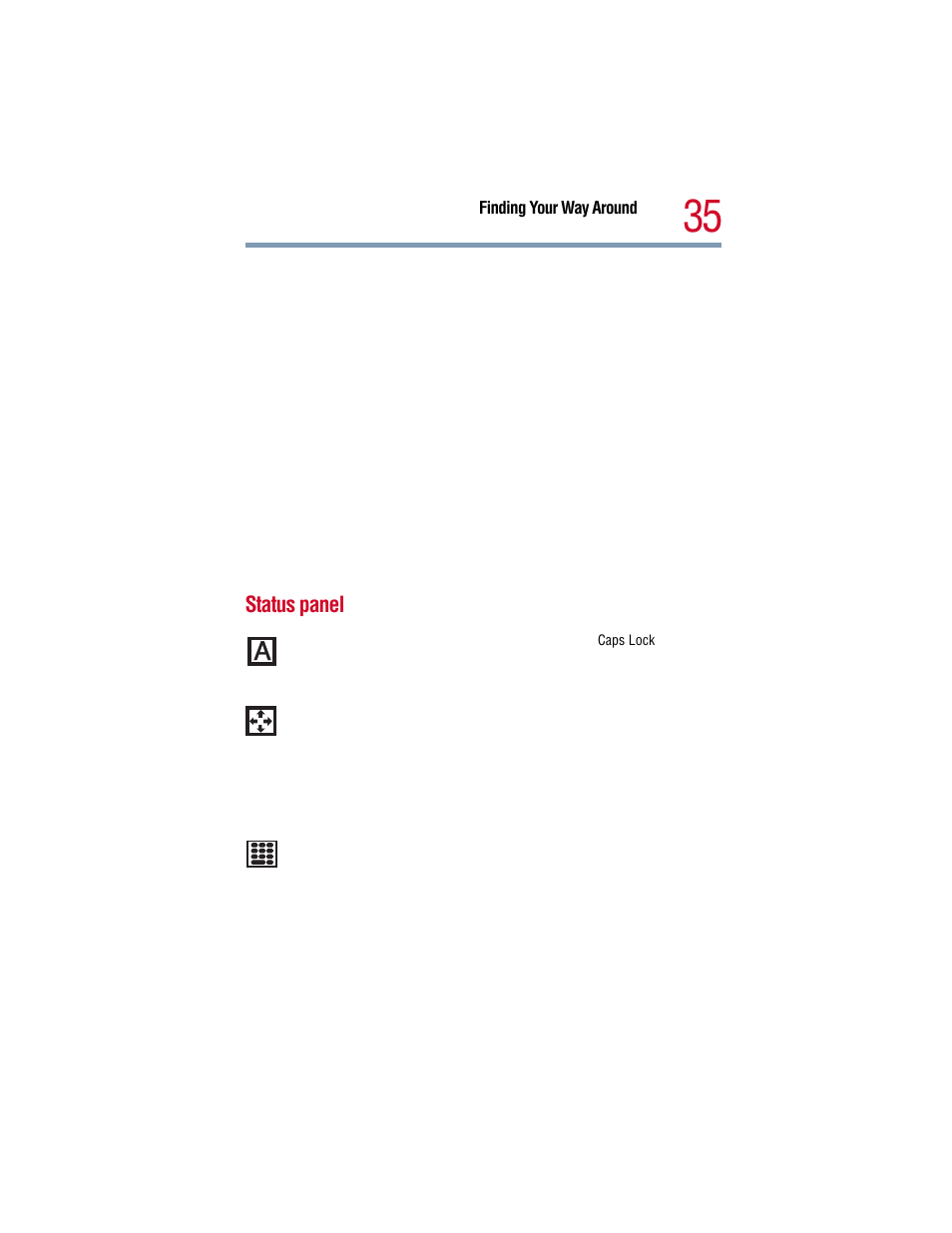Status panel | Toshiba 1805 User Manual | Page 35 / 261