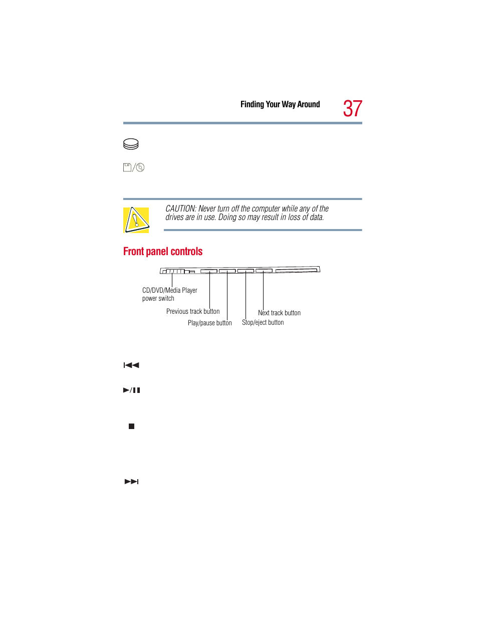Front panel controls, Information, see | Toshiba 1805 User Manual | Page 37 / 261