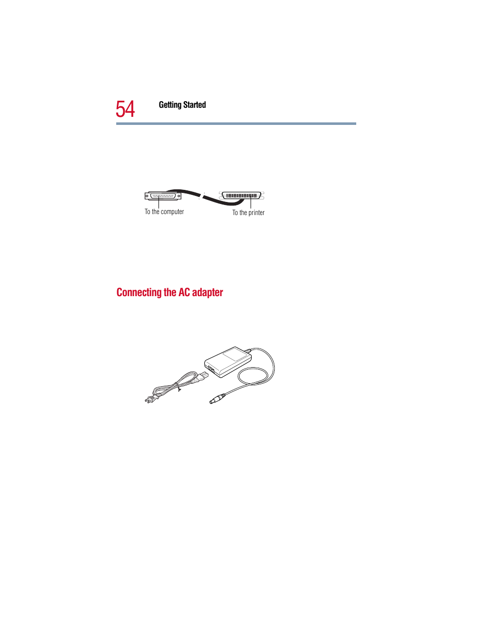 Connecting the ac adapter | Toshiba 1805 User Manual | Page 54 / 261