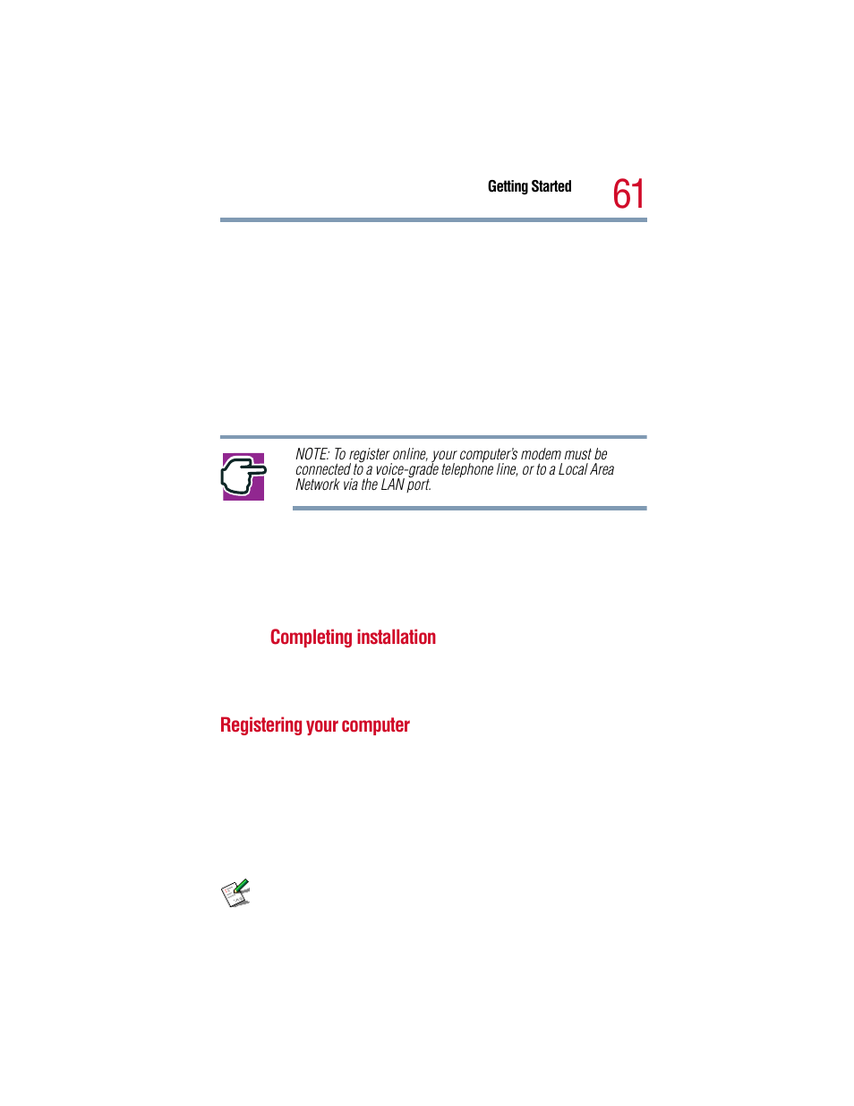 Registering your computer | Toshiba 1805 User Manual | Page 61 / 261