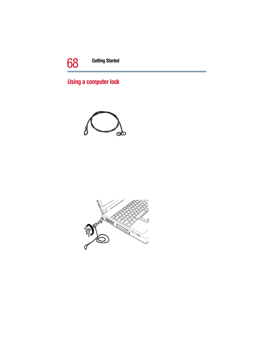 Using a computer lock | Toshiba 1805 User Manual | Page 68 / 261