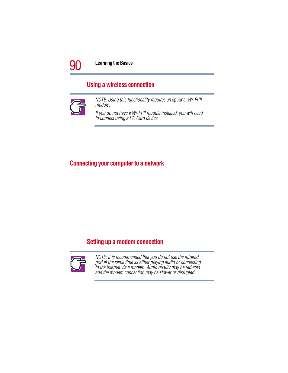 Connecting your computer to a network | Toshiba 1805 User Manual | Page 90 / 261