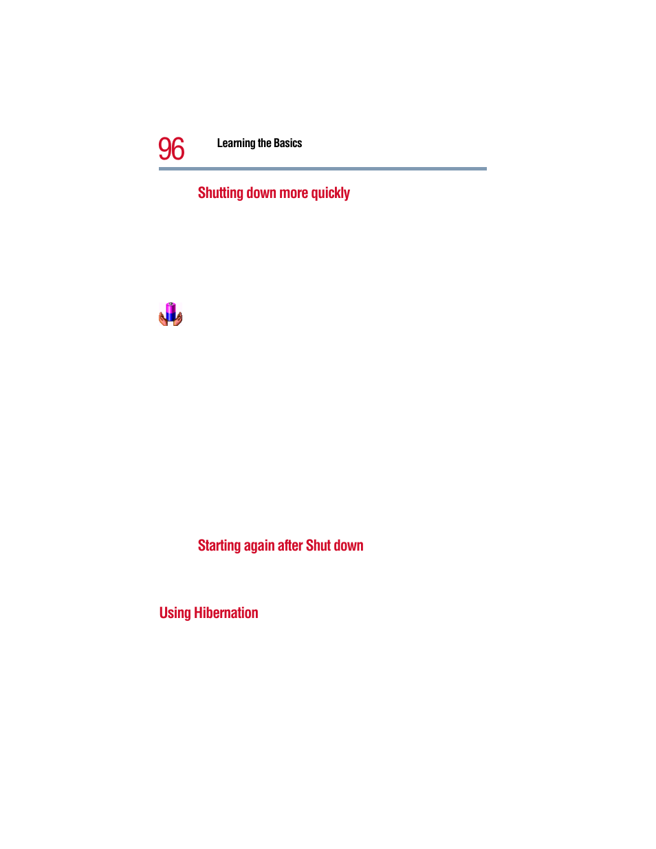 Using hibernation | Toshiba 1805 User Manual | Page 96 / 261