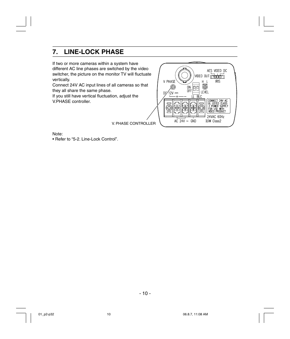 Line-lock phase | Toshiba IK-6410A User Manual | Page 10 / 16