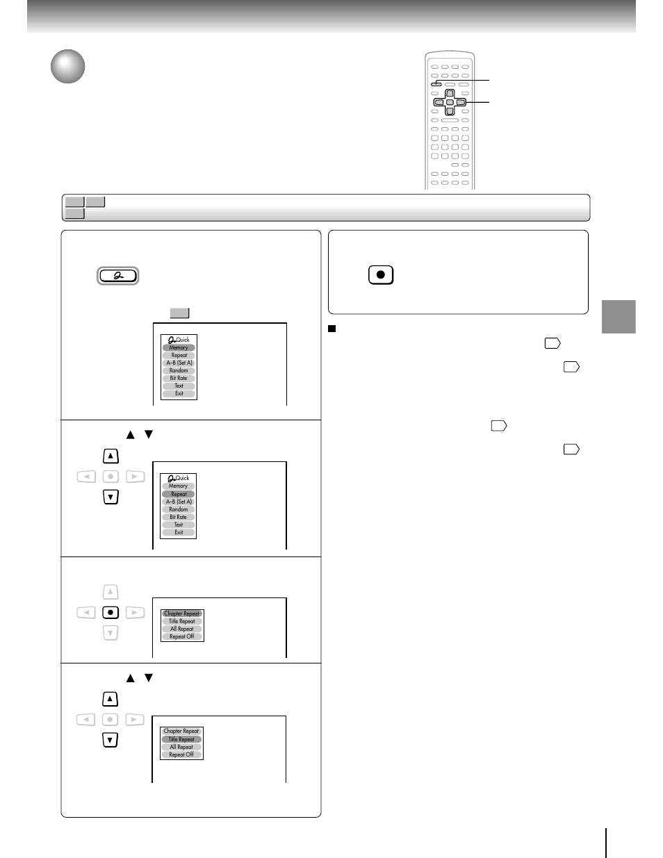 Selecting the playback function - quick, Selecting the playback function | Toshiba SD-3750 User Manual | Page 43 / 66