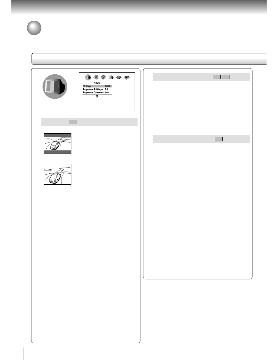 Customizing the function settings (continued), Setting details, Tv shape | Progressive 4:3 output, Progressive conversion | Toshiba SD-3750 User Manual | Page 53 / 66