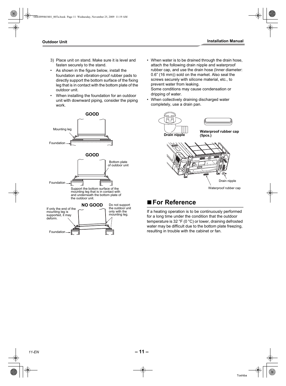 For reference | Toshiba CARRIER RAV-SP240AT2-UL User Manual | Page 12 / 24