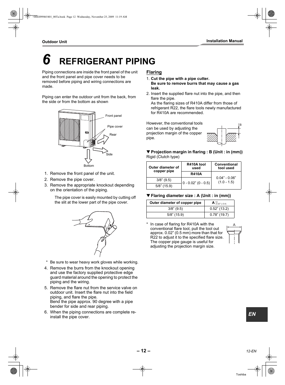 Refrigerant piping | Toshiba CARRIER RAV-SP240AT2-UL User Manual | Page 13 / 24