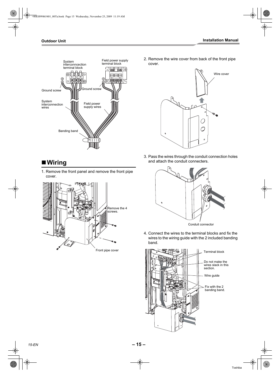 Wiring | Toshiba CARRIER RAV-SP240AT2-UL User Manual | Page 16 / 24