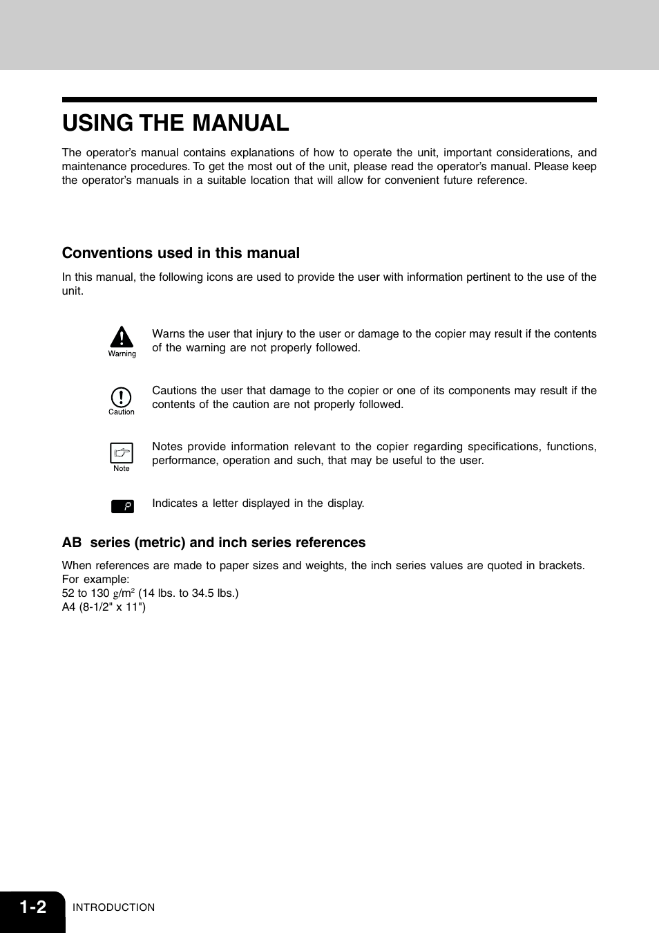 Using the manual, Conventions used in this manual | Toshiba 120/150 User Manual | Page 13 / 94