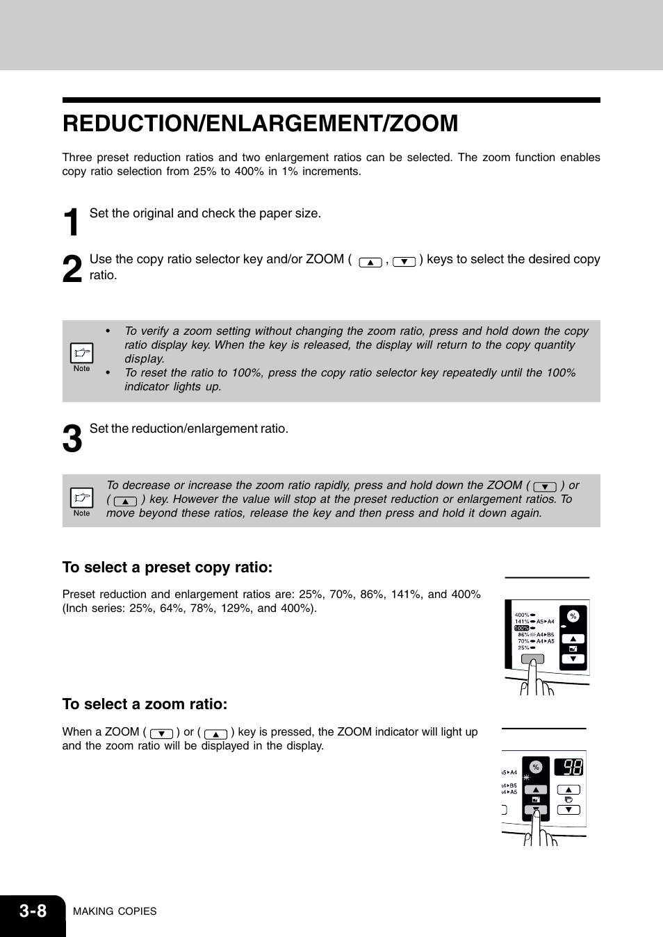 Reduction/enlargement/zoom | Toshiba 120/150 User Manual | Page 31 / 94