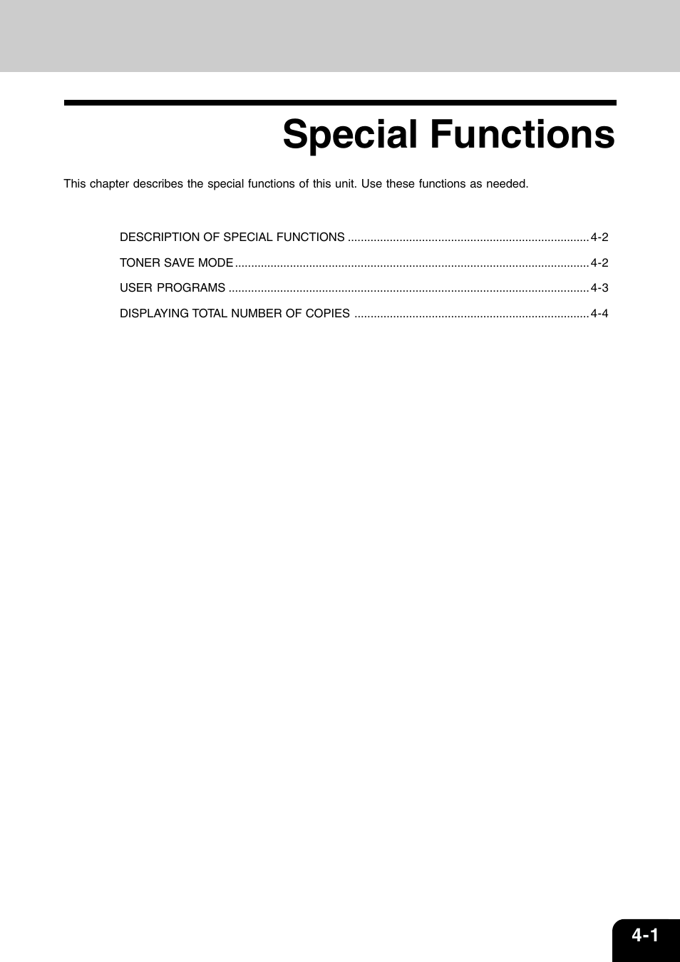 Special functions | Toshiba 120/150 User Manual | Page 34 / 94