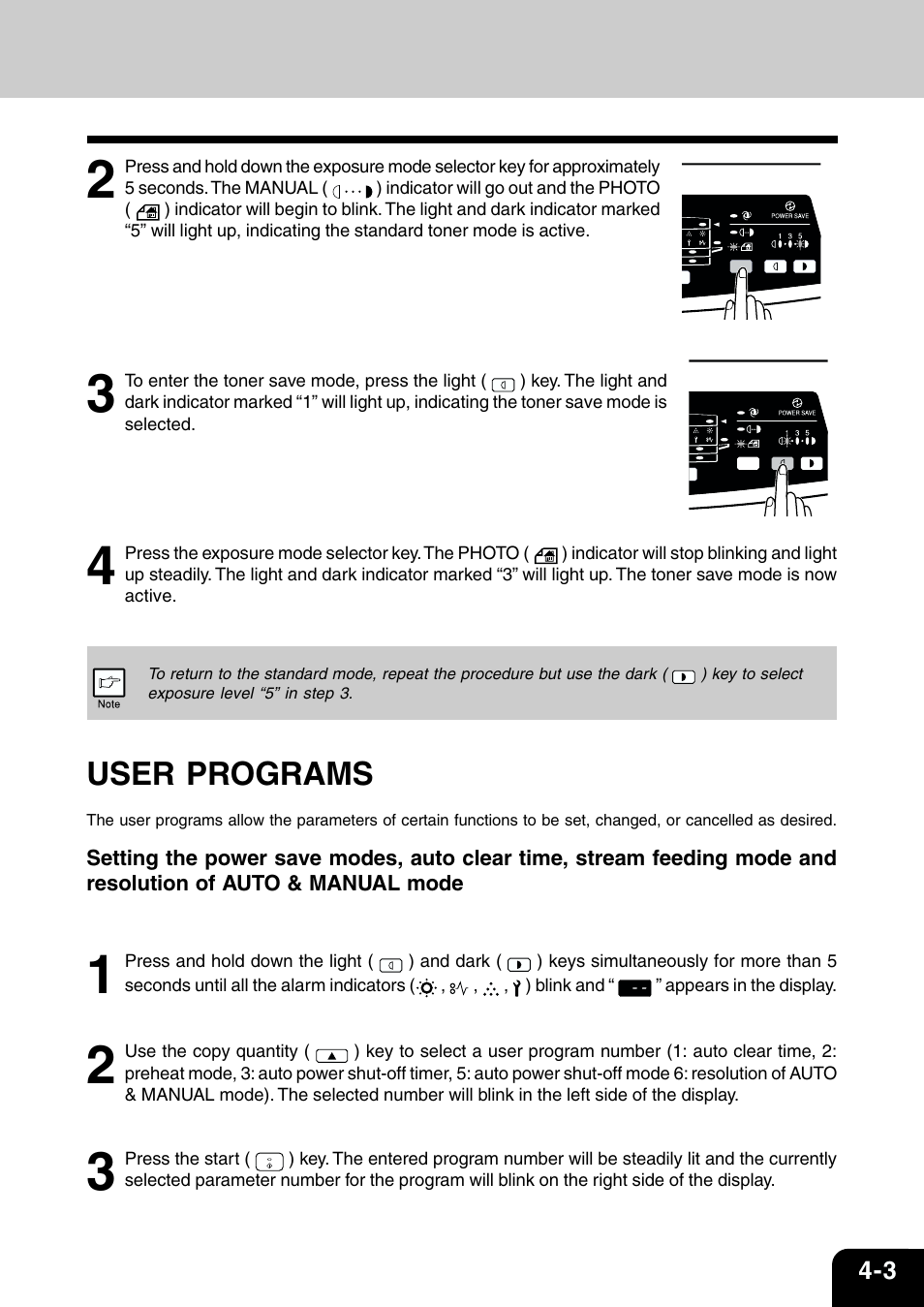 User programs | Toshiba 120/150 User Manual | Page 36 / 94