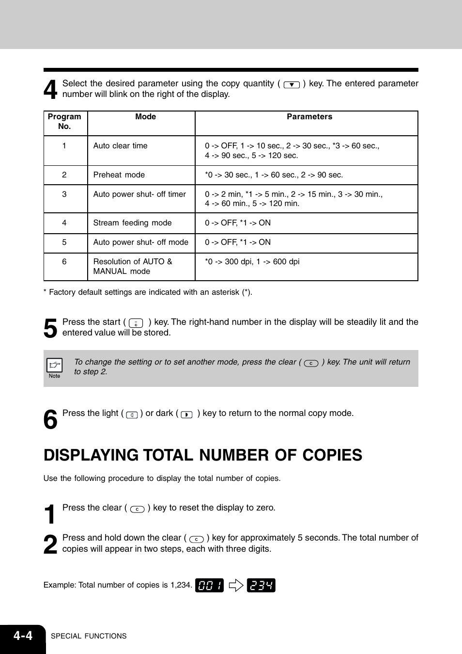 Displaying total number of copies | Toshiba 120/150 User Manual | Page 37 / 94