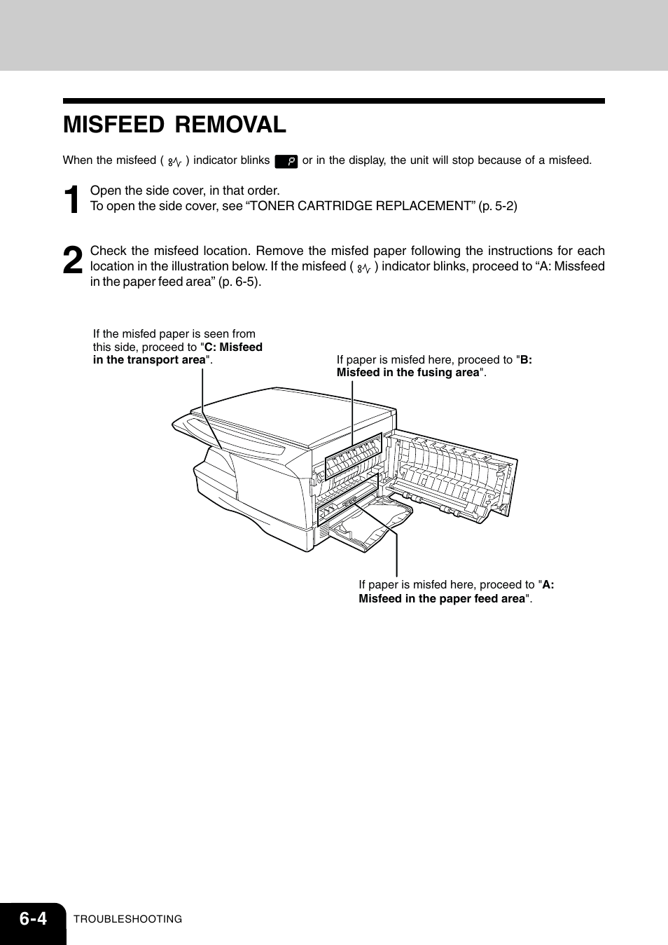 Misfeed removal | Toshiba 120/150 User Manual | Page 47 / 94