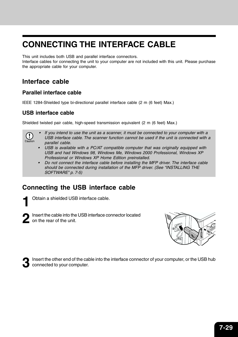 Connecting the interface cable | Toshiba 120/150 User Manual | Page 80 / 94