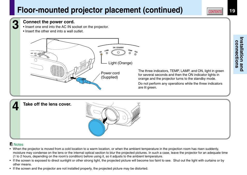 Floor-mounted projector placement (continued) | Toshiba TLP780U TLP781U User Manual | Page 19 / 82