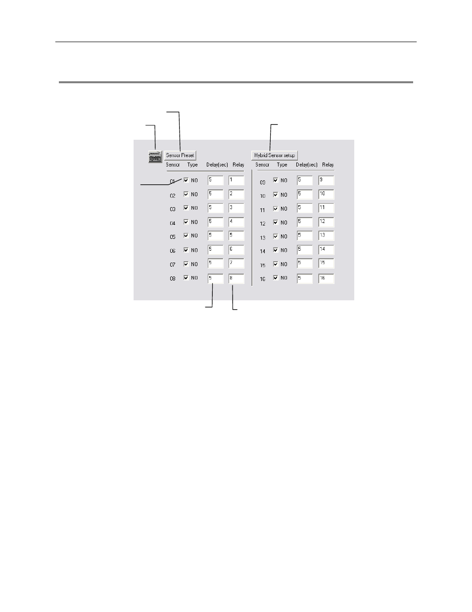 Alarm setup, Configure sensor response | Toshiba SURVEILLIX 27829AF User Manual | Page 36 / 105