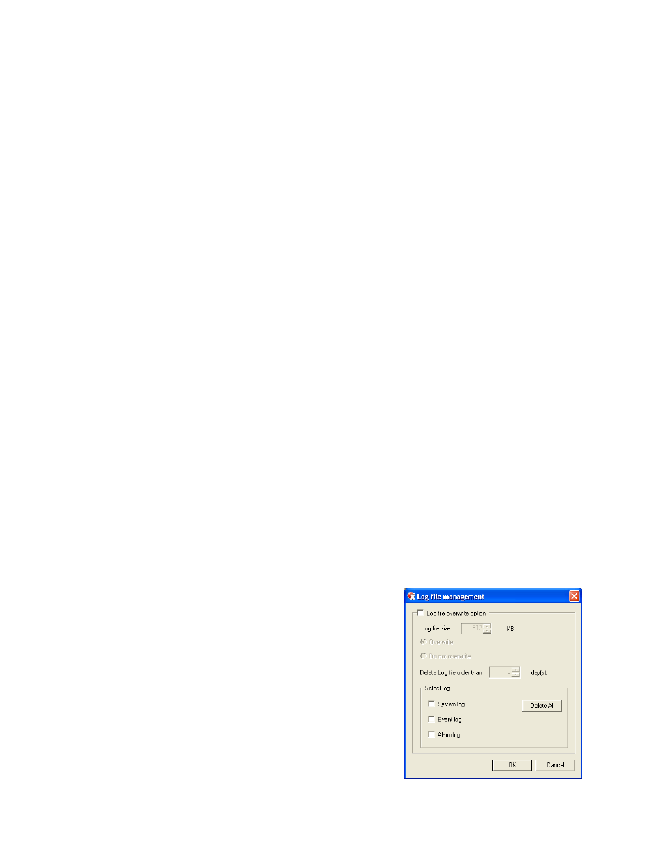 User rank, Changing the administrator password, Default administrator password | Log management, Setup log management options | Toshiba SURVEILLIX 27829AF User Manual | Page 47 / 105