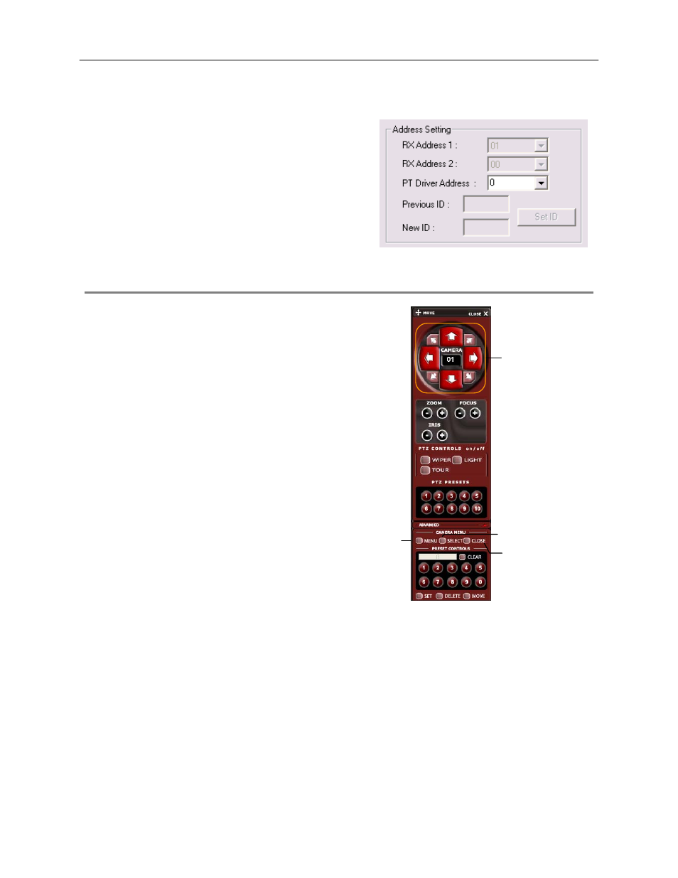 Accessing ptz menus, Ptz address settings | Toshiba SURVEILLIX 27829AF User Manual | Page 68 / 105