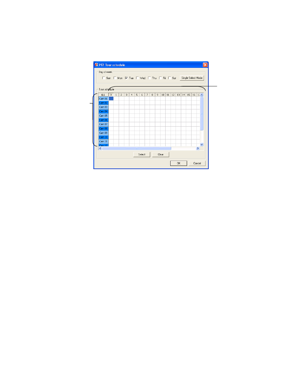 Ptz tour schedule, Create ptz tour schedule | Toshiba SURVEILLIX 27829AF User Manual | Page 71 / 105