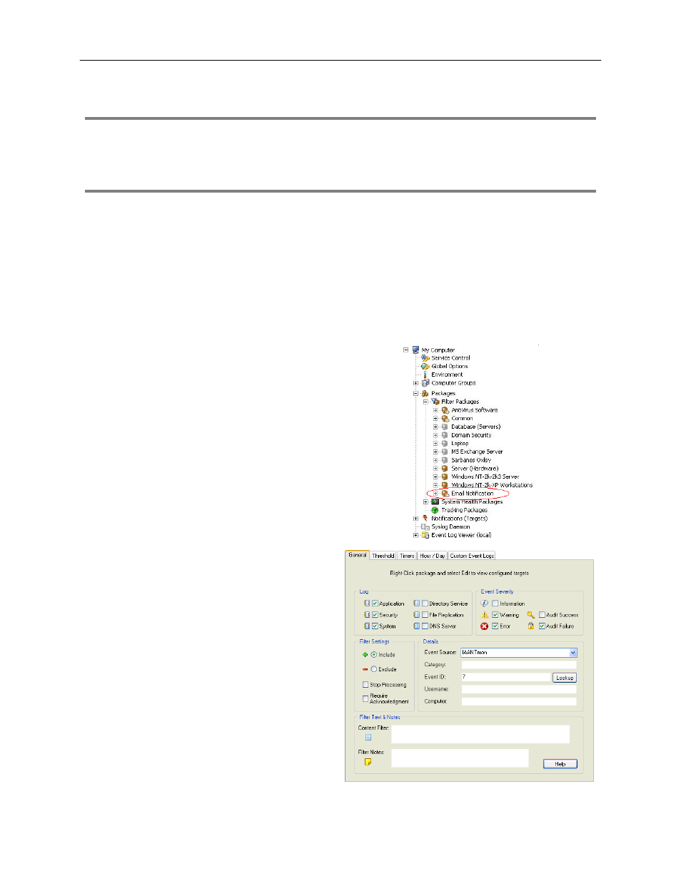 Overview, Setup event sentry, Add email notification filters | Toshiba SURVEILLIX 27829AF User Manual | Page 86 / 105