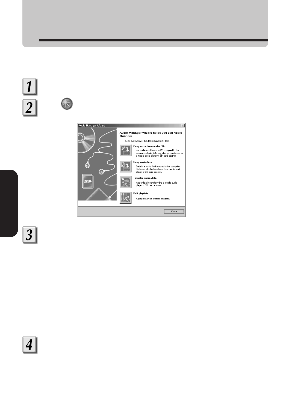 Using wizard to import/transfer audio data | Toshiba MEA210 User Manual | Page 22 / 48