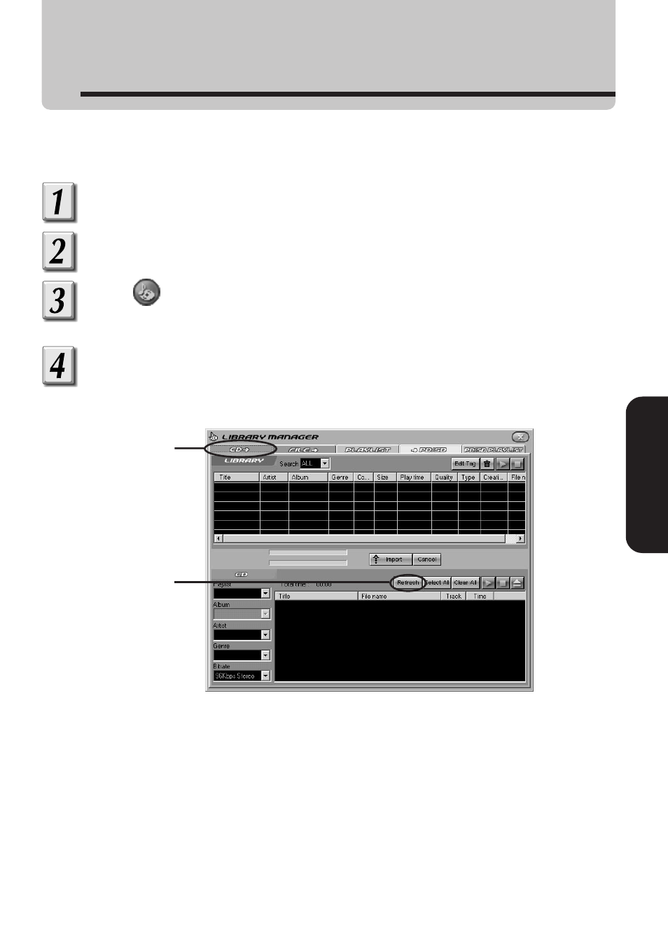 Importing audio data from an audio cd | Toshiba MEA210 User Manual | Page 23 / 48