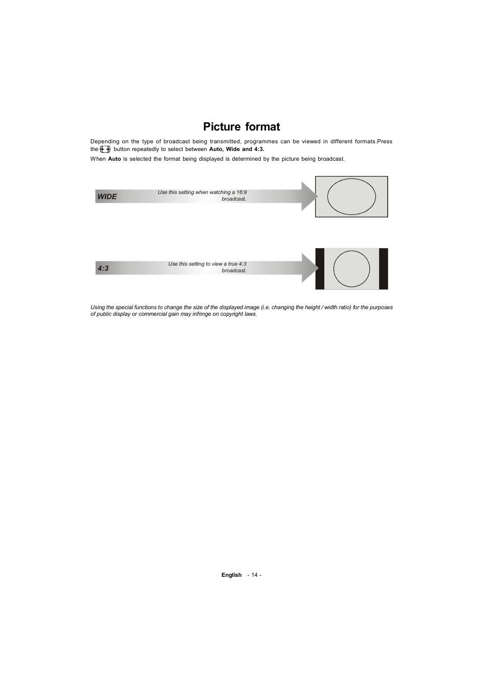 Picture format | Toshiba 19W330DB User Manual | Page 15 / 35