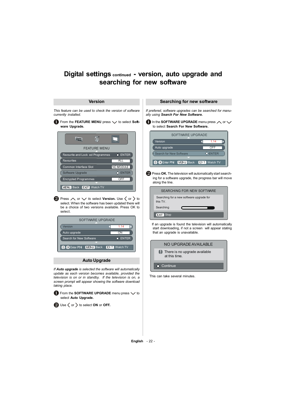 Digital settings | Toshiba 19W330DB User Manual | Page 23 / 35