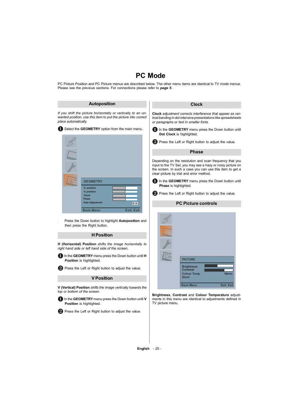 Pc mode | Toshiba 19W330DB User Manual | Page 26 / 35