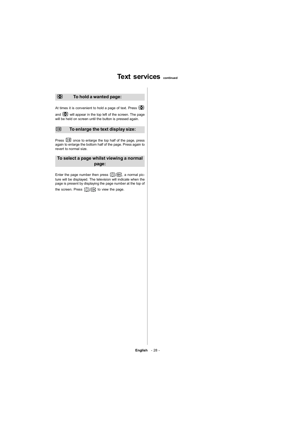 Text services | Toshiba 19W330DB User Manual | Page 29 / 35